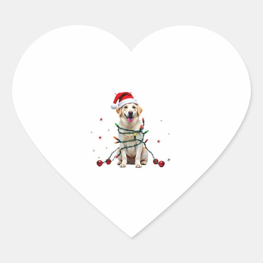 White Boxer Dog Ugly Christmas Sweater Funny Xmas  ハートシール (正面)