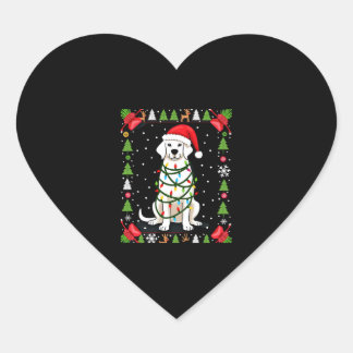 White Boxer Dog Ugly Christmas Sweater Funny Xmas  ハートシール