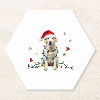 White Boxer Dog Ugly Christmas Sweater Funny Xmas  ペーパーコースター