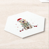 White Boxer Dog Ugly Christmas Sweater Funny Xmas  ペーパーコースター (アングル)