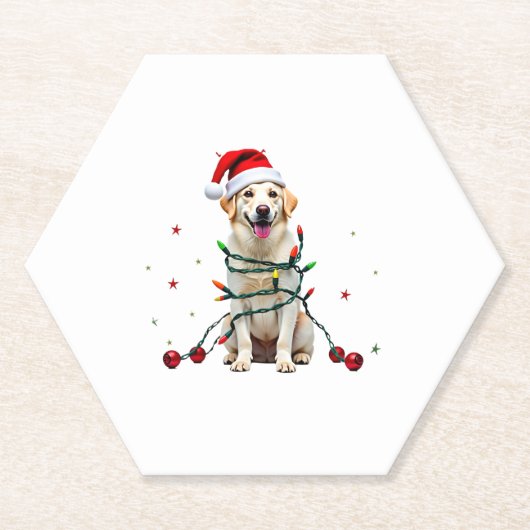White Boxer Dog Ugly Christmas Sweater Funny Xmas  ペーパーコースター (正面)