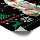 White Boxer Dog Ugly Christmas Sweater Funny Xmas  ポスター (角)