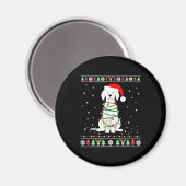White Boxer Dog Ugly Christmas Sweater Funny Xmas マグネット (正面/裏面)