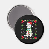 White Boxer Dog Ugly Christmas Sweater Funny Xmas  マグネット (正面/裏面)