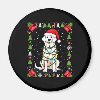 White Boxer Dog Ugly Christmas Sweater Funny Xmas  マグネット