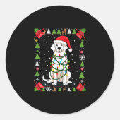 White Boxer Dog Ugly Christmas Sweater Funny Xmas ラウンドシール (正面)