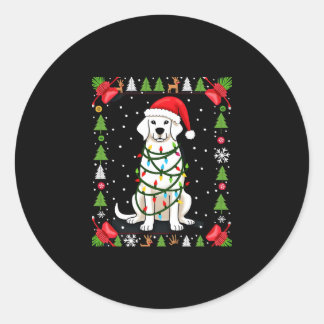 White Boxer Dog Ugly Christmas Sweater Funny Xmas  ラウンドシール