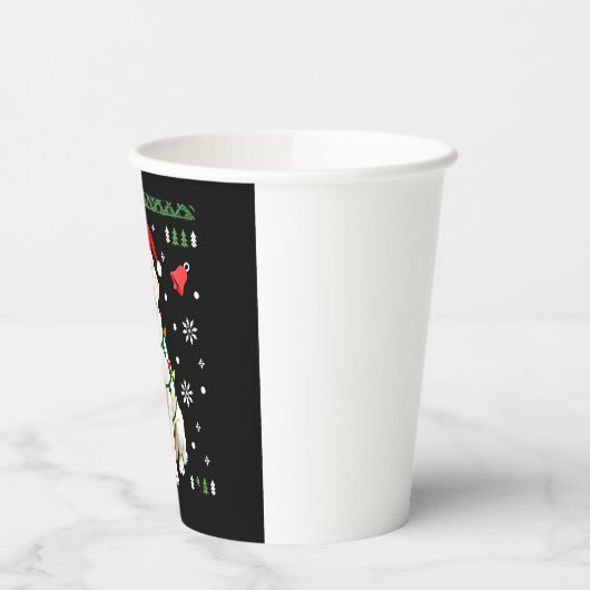 White Boxer Dog Ugly Christmas Sweater Funny Xmas  紙コップ (左)