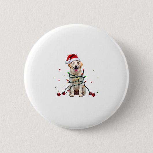 White Boxer Dog Ugly Christmas Sweater Funny Xmas 缶バッジ (正面)