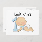 White Boy 1st誕生日Tシャツとギフト ポストカード (正面/裏面)