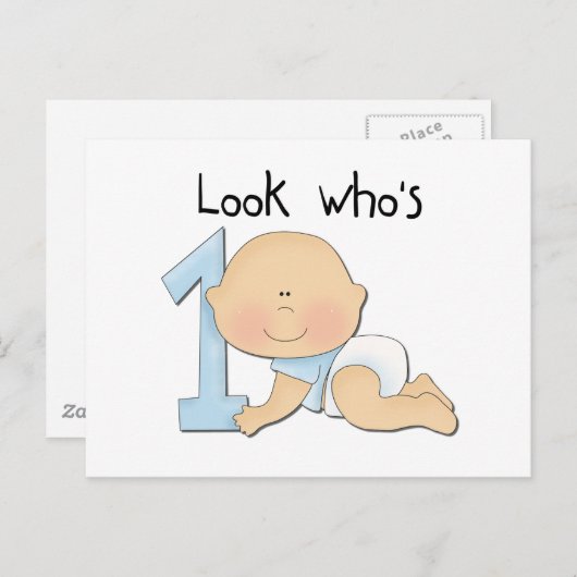 White Boy 1st誕生日Tシャツとギフト ポストカード (正面/裏面)