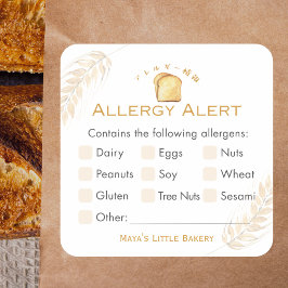 White Bread Wheat Allergy Alert スクエアシール