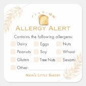 White Bread Wheat Allergy Alert スクエアシール (正面)