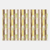 White Bricks Brown Lemon Yellow Green Stripes ラッピングペーパーシート (正面3)