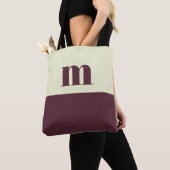 White & brown initial personalized tote bag トートバッグ (クローズアップ)