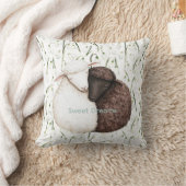 White Brown Sheep Flowers  クッション (ブランケット)