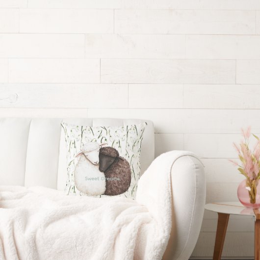 White Brown Sheep Flowers  クッション (ソファ)