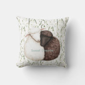 White Brown Sheep Flowers  クッション (正面)