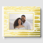 White Brushstrokes Foil Wedding Guestbook Beach ゲストブック (正面)