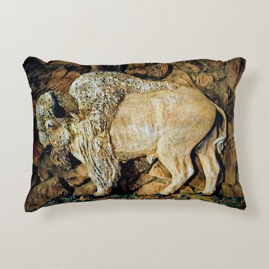 "White Buffalo" original art Accent Pillow アクセントクッション (正面)