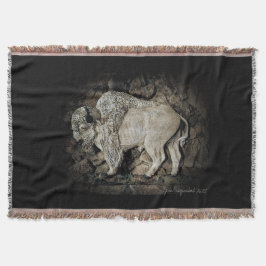 "White Buffalo" original artThrow Blanket スローブランケット