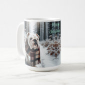 White Bulldog Christmas Coffee Mug Cup コーヒーマグカップ (正面左)