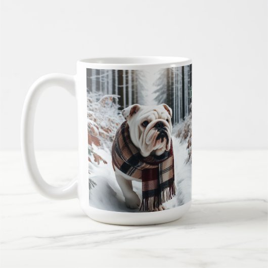 White Bulldog Christmas Coffee Mug Cup コーヒーマグカップ (左)