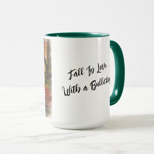 White Bulldog Fall in Love Christmas Mug Cup マグカップ (正面右)