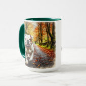 White Bulldog Fall in Love Christmas Mug Cup マグカップ (正面左)