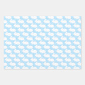 White Bunnies on Pastel Blue Gingham Pattern ラッピングペーパーシート (正面)