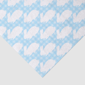 White Bunnies on Pastel Blue Gingham Pattern 薄葉紙