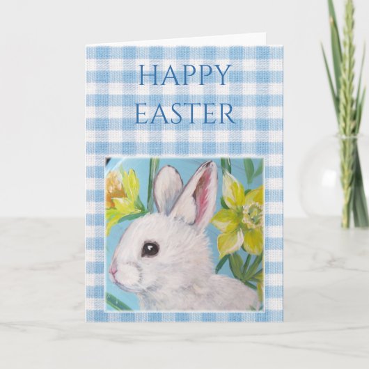 White Bunny Blank Easter Card カード (正面)