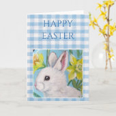 White Bunny Blank Easter Card カード (黄色い花)