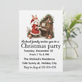 White Bunny Christmas Party Invitation 招待状 (スタンド正面)