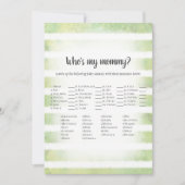 White Bunny Green Who's My Mommy Baby Shower Game 招待状 (正面)