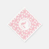 White Bunny Pattern On Blush Pink Cute Easter スタンダードカクテルナプキン (角)