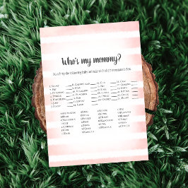 White Bunny Pink Who's My Mommy Baby Shower Game 招待状