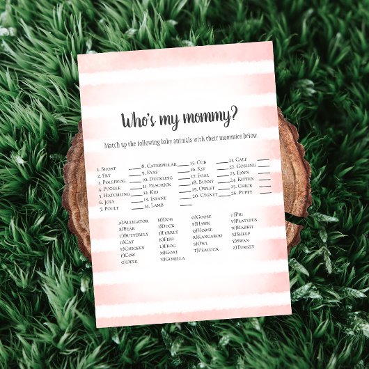 White Bunny Pink Who's My Mommy Baby Shower Game 招待状