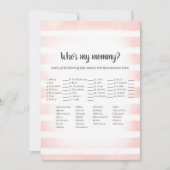 White Bunny Pink Who's My Mommy Baby Shower Game 招待状 (正面)