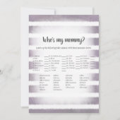 White Bunny Purple Who's My Mommy Baby Shower Game 招待状 (正面)