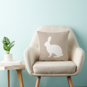White Bunny Silhouette On Beige Stylish Easter クッション (椅子)