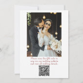White Burgundy Minimalist QR Code Photo Wedding 招待状 (裏面)