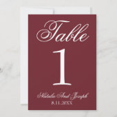 White Burgundy Old Money Wedding Table Number 招待状 (裏面)