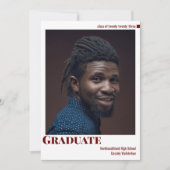 White Burgundy Photo Graduation発表 招待状 (正面)