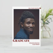 White Burgundy Photo Graduation発表 招待状 (スタンド正面)