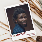 White Burgundy Photo Graduation発表 招待状