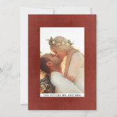 White Burgundy Red Floral Engagement Party Photo 招待状 (裏面)