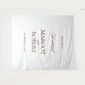 White & Burgundy Wedding Welcome Sign Banner タペストリー (正面(横))