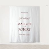 White & Burgundy Wedding Welcome Sign Banner タペストリー (正面)