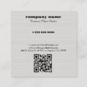 White Burlap Linen QR Code Business Card スクエア名刺 (裏面)